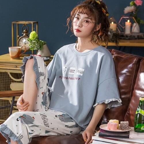 Home clothes for women sleepwear short sleeve sets summer 4XL pyjama femme pijamas womens pajama plus size pajamas for girls