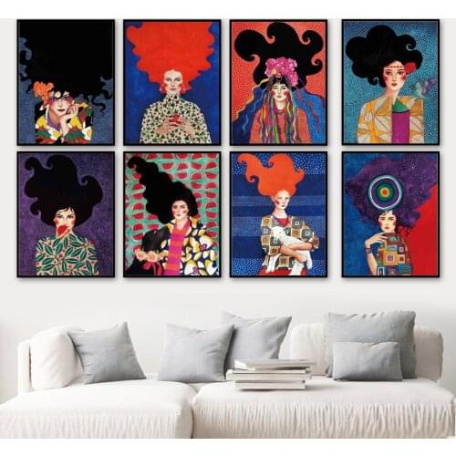 Fashion Abstract Girl Dog Sheep Flower Wall Art Canvas Painting Nordic Posters And Prints Wall Pictures For Living Room Decor