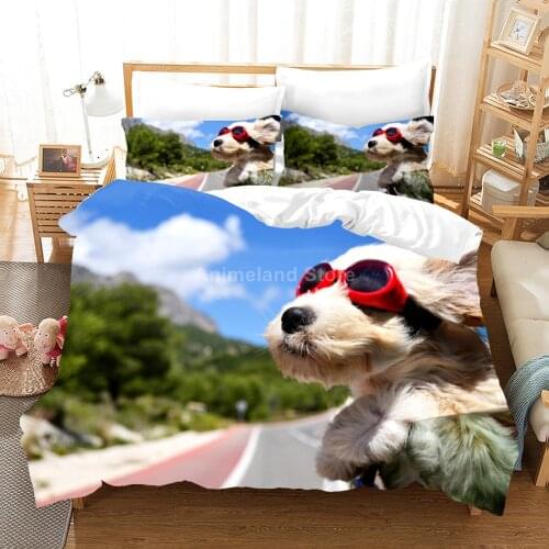 Lovely Funny Dog Bedding Set Animal Bed Linen Quilt Duvet Cover Sets Home Decor Twin Single Queen King Size Fashion Gift Pet