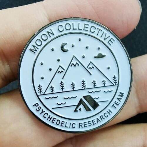 Moon Collective Round Badge Psychedelic Research Team Badge Jewelry
