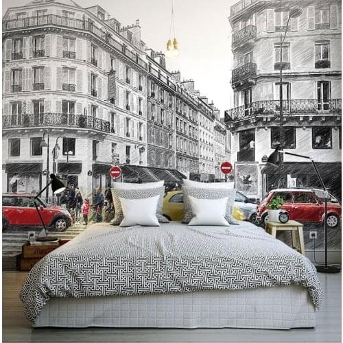 8D Mural Background Wallpapers Abstract City Street Wallpaper 3D Hand-painted Sketch Photo wall paper Bedroom Living Room Decor