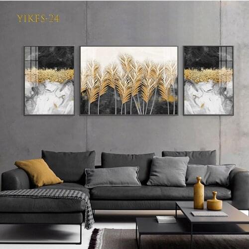 Nordic Light Luxury Reed Green Leaf Posters and Prints Aesthetic Mural Living Room Canvas Background Decorative Painting
