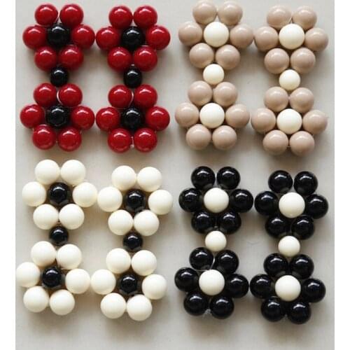 Hyuna hit the color flower with the same style hairpin Korean designer resin woven earrings accessories