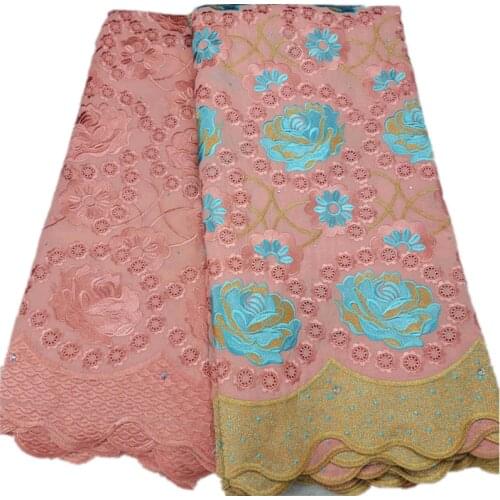 Swiss Voile Lace In Switzerland African Swiss 100% Cotton Lace Fabric Embroidered Nigerian Dry Lace Fabric 2.5+2.5 yard HL-160