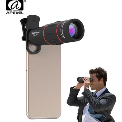 APEXEL phone camera lens 18X Telescope Telephoto lens 18x25 Monocular for iPhone Samsung android ios smartphones