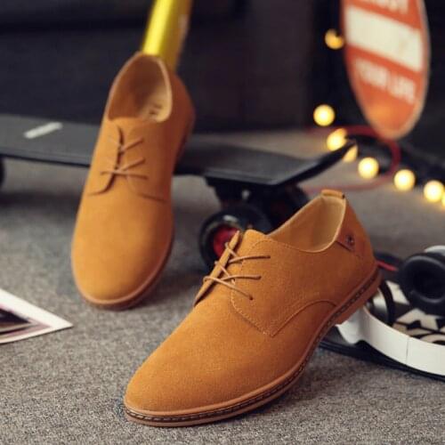 Brand Men Casual Shoes Lace Up Leather Shoes Male Pointed Toe Matte Leather Shoes Lightweight Flat Shoes