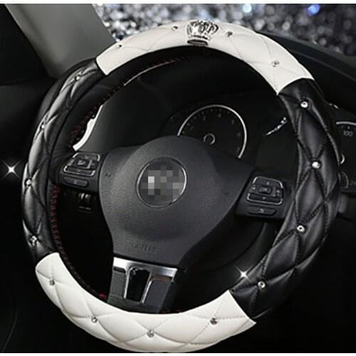 Universal Car Steering Wheel Cover Women Pu Leather Diamante Fit For 38cm Car Steering Wheel Covers For Women Girls Ladies