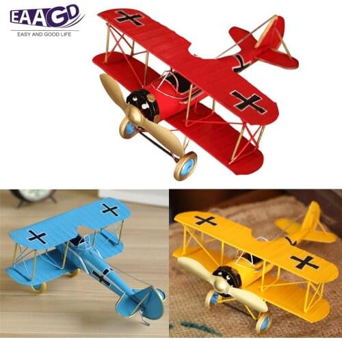 Vintage Metal Planes Model Iron Retro Aircraft Glider Biplane Pendant Model Airplane kids Toy Home Christmas Decoration
