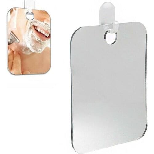 3D Fogless Shaving Cosmetic Shower Mirror Bathroom Anti-Fog Waterproof Wall Suction Mount Hook Square Decorative Mirrors 17x13cm