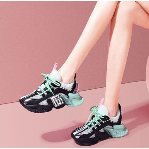 Womens Chunky Sneakers Thick Bottom Fashion Breathable Casual Running Shoe for Woman Female Platform Vulcanize Shoes