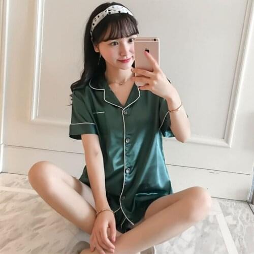 Women Pajama Sets Girl Silk Satin Pyjama Sleepwear Nightwear Solid Comfortable Soft High Quality Loungewear Homewear