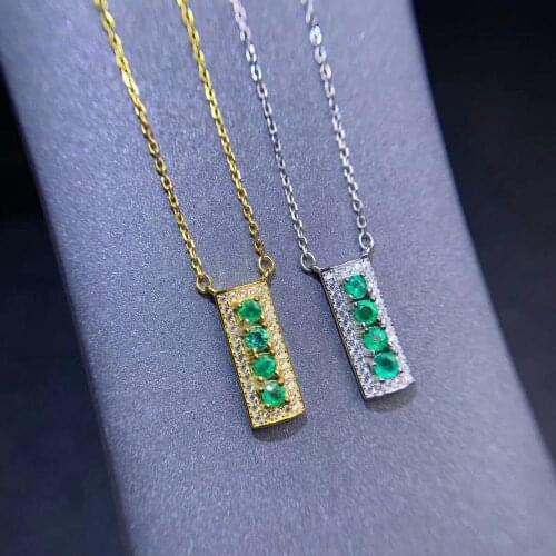 SHILOVEM 925 sterling silver real Natural Emerald Pendants classic fine Jewelry women wedding wholesale new dz03038811agml