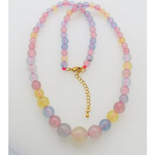 Agate multicolor round 6-14MM necklace 20inch wholesale beads nature FPPJ woman wedding 2019 amazing