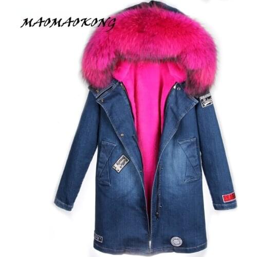 Winter High Fashion Street Cotton Demin Hooded Trench for woman 2017 Casual Washed Outerwear Loose Clothing