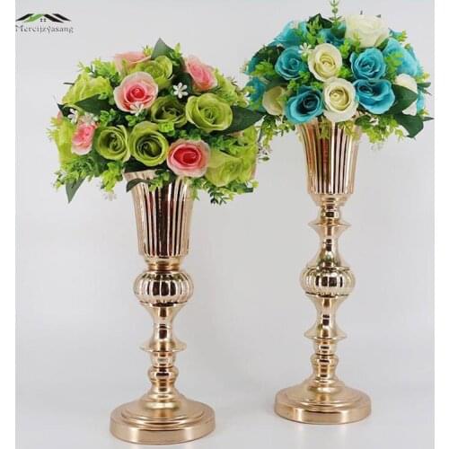 40CM Gold Tabletop Vase Metal Wedding Flower Vase Table Centerpiece For Mariage Metal Flowers Vases For Wedding Decoration 001