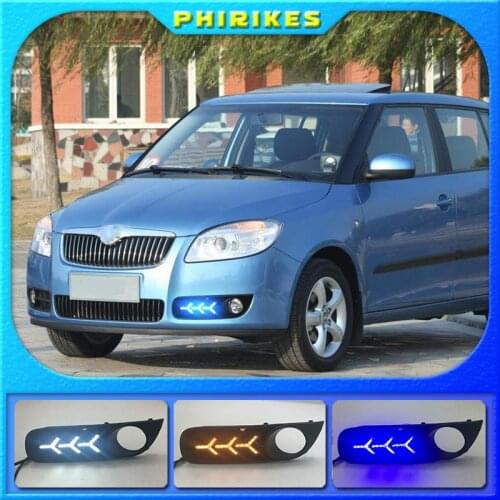 1 Pair For SKODA Fabia 2008-2011 12V ABS LED DRL Daytime Running Lights Fog Lamp Cover Car- styling