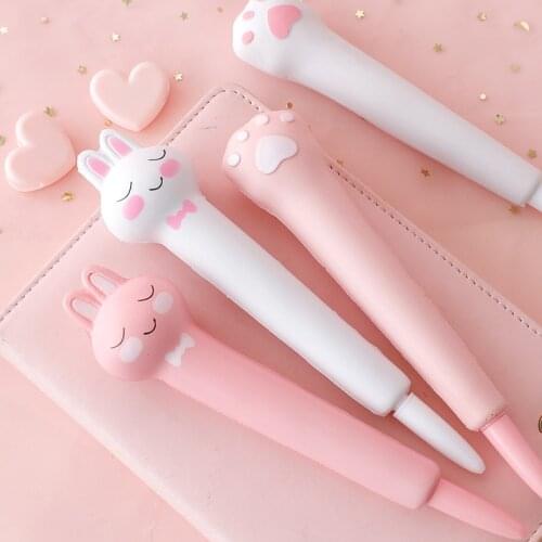 1X Soft Sponge Rabbit Paw Gel Pen Rollerball Pen School Office Supply Student Stationery