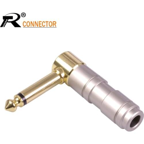 Right Angle Microphone plug 6.35mm Mono Male Assembly 6.35mm mono Connector Smoothly Gold-plated Jack 6.35 Speaker plug