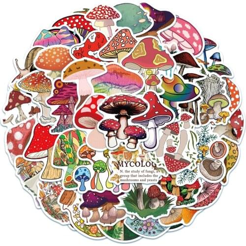 10/50PCS Color Mushroom Cartoon Stickers Laptop Luggage Skateboard Phone Waterproof Graffiti Sticker Decal Kid Classic Toys