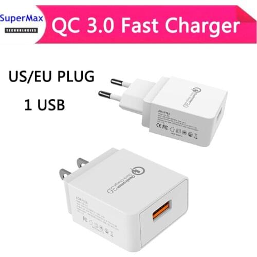 100pcs QC3.0 Fast charger 1usb Phone Charger Adapter for moblie phone tablet18W Charger FCC US EU PLUG