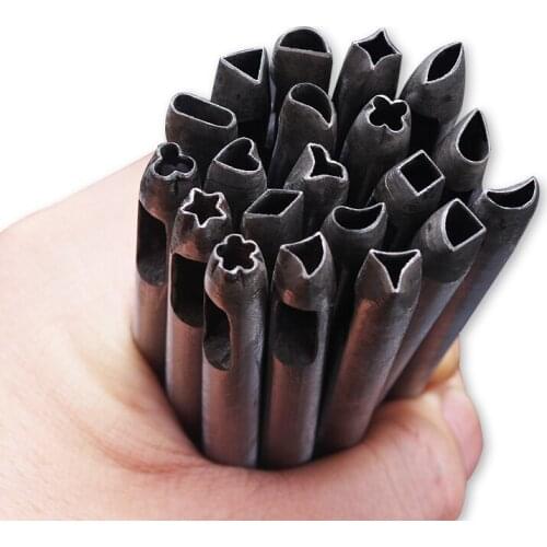 20PCS DIY leather punching craft hollow hole puncher oval rectangular pentagonal tool punching set leather hole punching tool