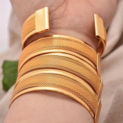 4Pcs/lot Gold Color Bangles For Women Dubai Bride Wedding Cuff Bracelet Africa Bangles Jewelry Gold Charm Bracelet party gifts