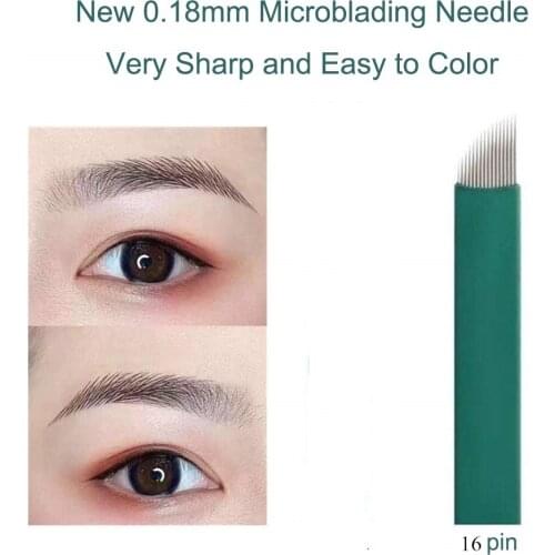 16 Pin 0.18mm Sharp Eyebrow Tatoo Blade Microblading Needles for 3D Embroidery Manual Tattoo Pen Machine 50PCS/Pack