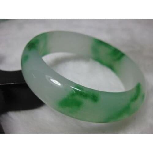 60MM VERY FINE RARE NATURAL GREEN WHITE JADEITE BRACELET BANGLE