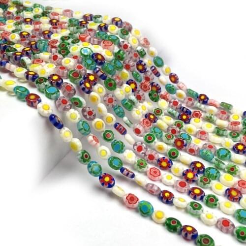 6x8mm Multicolor Oval Shape Lampwork Glazed Glass Beads For Jewelry Making Bracelet DIY Jewelry Loose Spacer Glass Beads