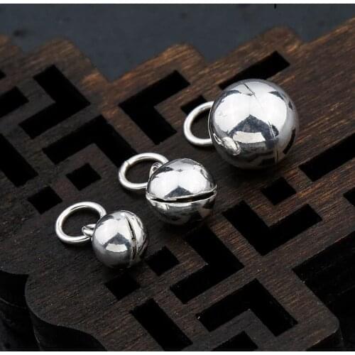 925 Sterling Silver Round Ringing Bell Charms DIY Jewelry Findings For Bracelets Small Silver Dangle Bell Pendants 5mm 6mm 8mm