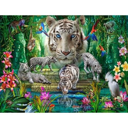 Full square/round 5D DIY diamond painting animals White tiger landscape Embroidery Pattern cross stitch kit mosaic home decor