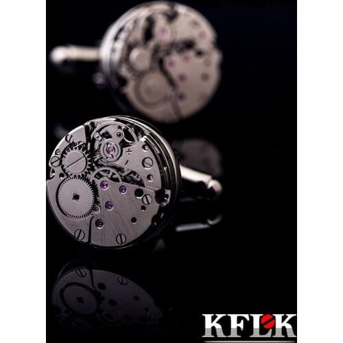 KFLK brand hot wedding present mechanical movement cufflinks men cufflinks gun black button 2020 new products come free shipping
