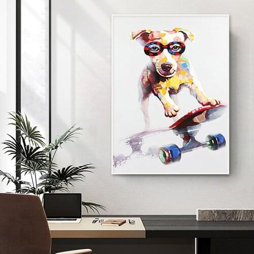 Dachshund Decorative Canvas Painting Skateboard Dog Posters Puppy Print Abstract Wall Art Baby Room Decorative Pictures Mural