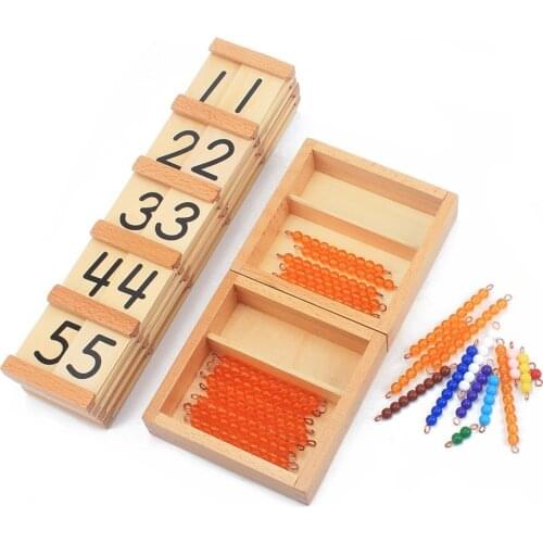 Montessori Material Teens And Tens Board With Beads Bars Kids Math Teaching Aids Early Development Wooden Toy Number Puzzle