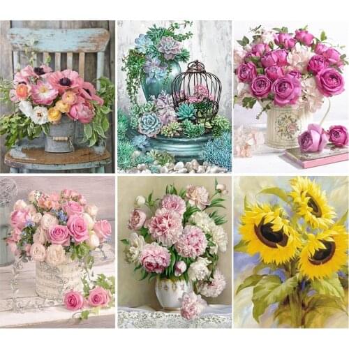 GATYZTORY Flowers DIY Diamond Painting Full Square Mosaic Cross Stitch Embroidery Home Decor Accessories