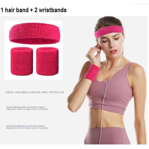 Sweatband Set Sports Hair Band Headband Wrist Brace Support Wristband Terry Tennis Yoga Sweat Absorb Towel Bandeau Badminton