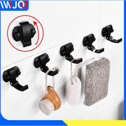Robe Hook Black Aluminum Bathroom Hooks for Towels Bag Key Rack Folding Coat Hooks Wall Mounted Decorative Clothes Hook Hanger
