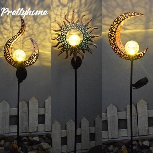 Retro Sun Moon Flame Solar Lamp IP65 Waterproof Solar Lights Outdoor Garden Lawn Lamp Night Light Yard Landscape Decorative