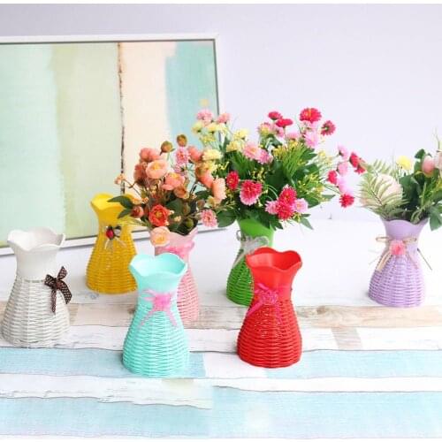 HOT SALES!!! New Arrival Plastic Rattan Simulation Basket Dried Flower Vase Pot DIY Home Office Decor Wholesale Dropshipping