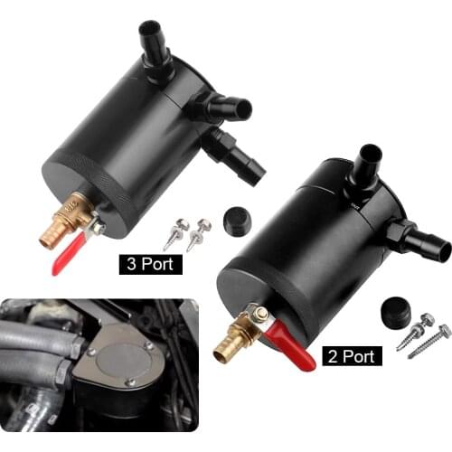 Oil Catch Can Tank 2 / 3 Port with Removable Valve Fuel Oil Separator Air Racing Universal Baffled
