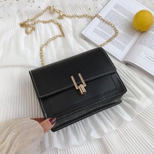 Fashion Hit Color Female Shoulder Bags PU Leather Chains Crossbody Handbag Women Small Flap Messenger Bag Purse Clutch