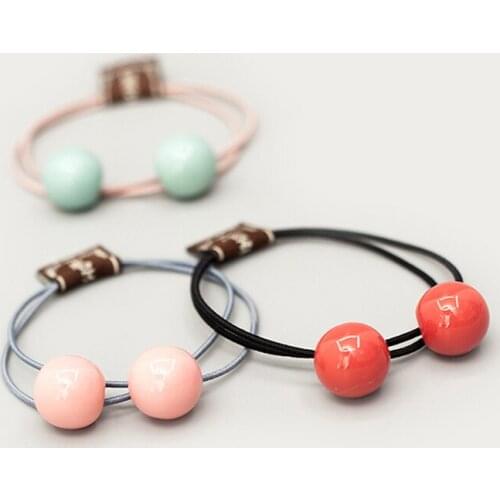 Fashion Cute Double Ball Pearl Elastic Rubber Hair Bands Hair Rope Ponytail Holder Scrunchy Rope Girl Headwear Hair Accessories