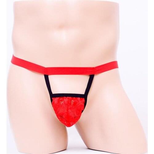 Mens Sexy Mini Lace See-through Pouch G-string T-back Briefs Underwear