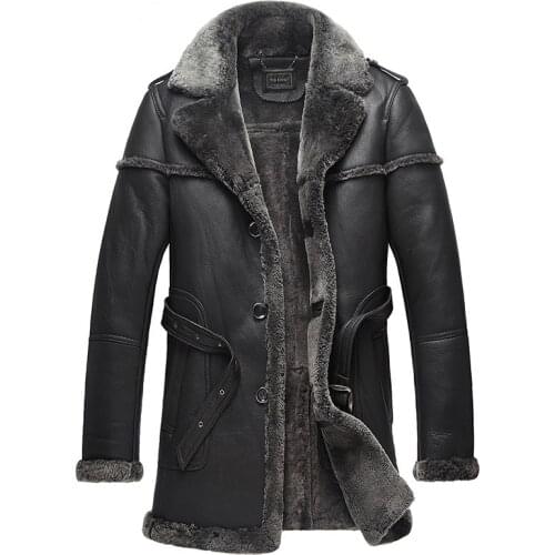 Natural Fur Sheep Shearling Jacket Winter Genuine Leather Jacket Men Sheepskin Real Fur Coat Men Clothes 2020 B578