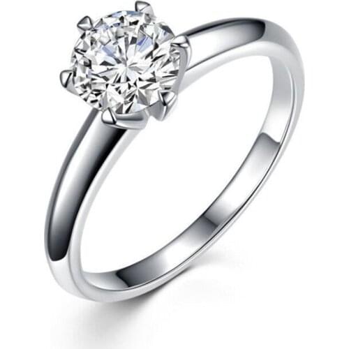 New Classic Diamond Ring For Women Six Claws One Carat Moissanite Micro-set Gems S925 Silver Rings Lover Couple Anniversary Gift