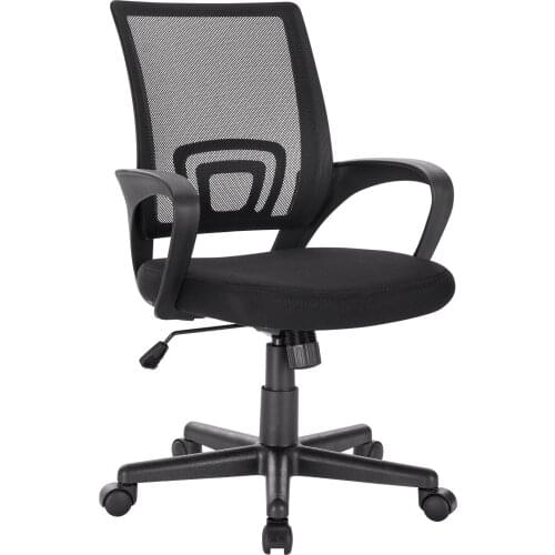 Black Office Chair Breathable Mesh Office Chair Ergonomic Height Adjustable Swivel Computer Chair Home Office Furniture