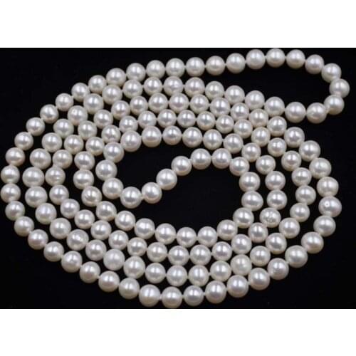 New 50 inch long natural white 8mm sea shell pearl necklace AAA