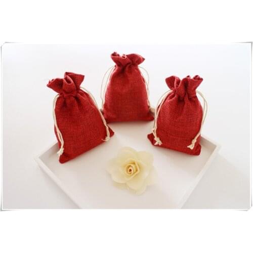 Custom logo Drawstring packaging burlap Wedding Party Christmas Gift Bags pouches jute bags Free shipping