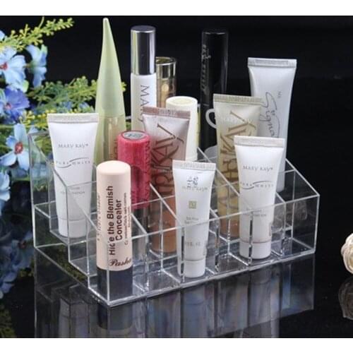 24 Transparent Clear Acrylic Cosmetic Organizer Lipstick Nail Polish Makeup Jewelries Case Holder Display Stand Storage Box