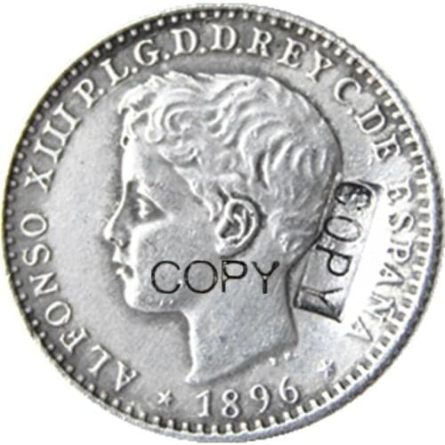 Puerto rico 1896 10 centavos Silver Plated Copy Coins
